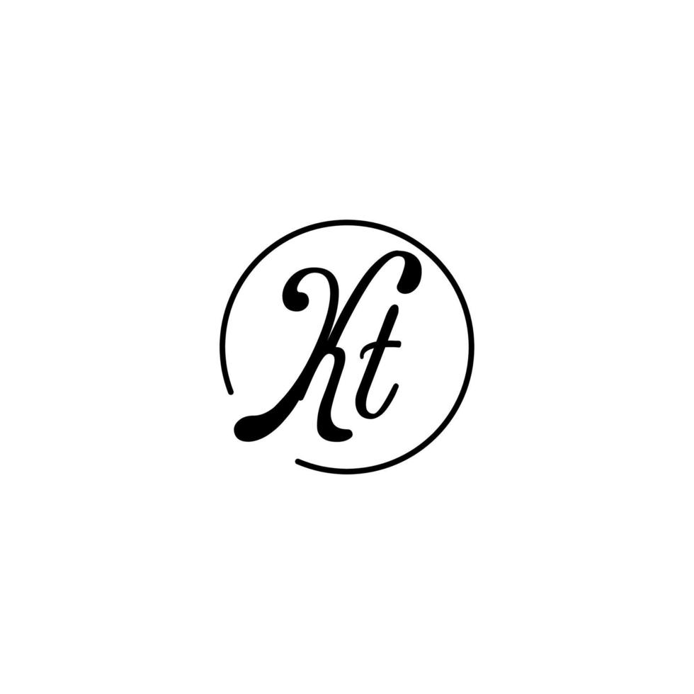 logo iniziale del cerchio kt migliore per la bellezza e la moda in un concetto femminile audace vettore