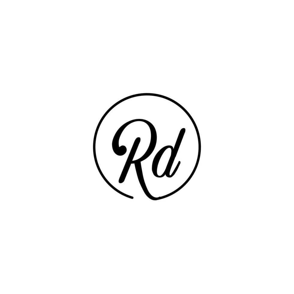logo iniziale del cerchio rd migliore per la bellezza e la moda in un concetto femminile audace vettore