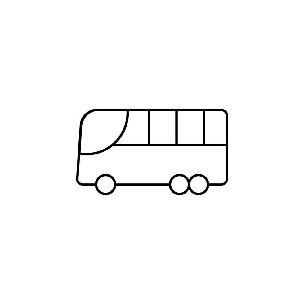 bus, autobus, pubblico, trasporto icona linea sottile illustrazione vettoriale modello logo. adatto a molti scopi.