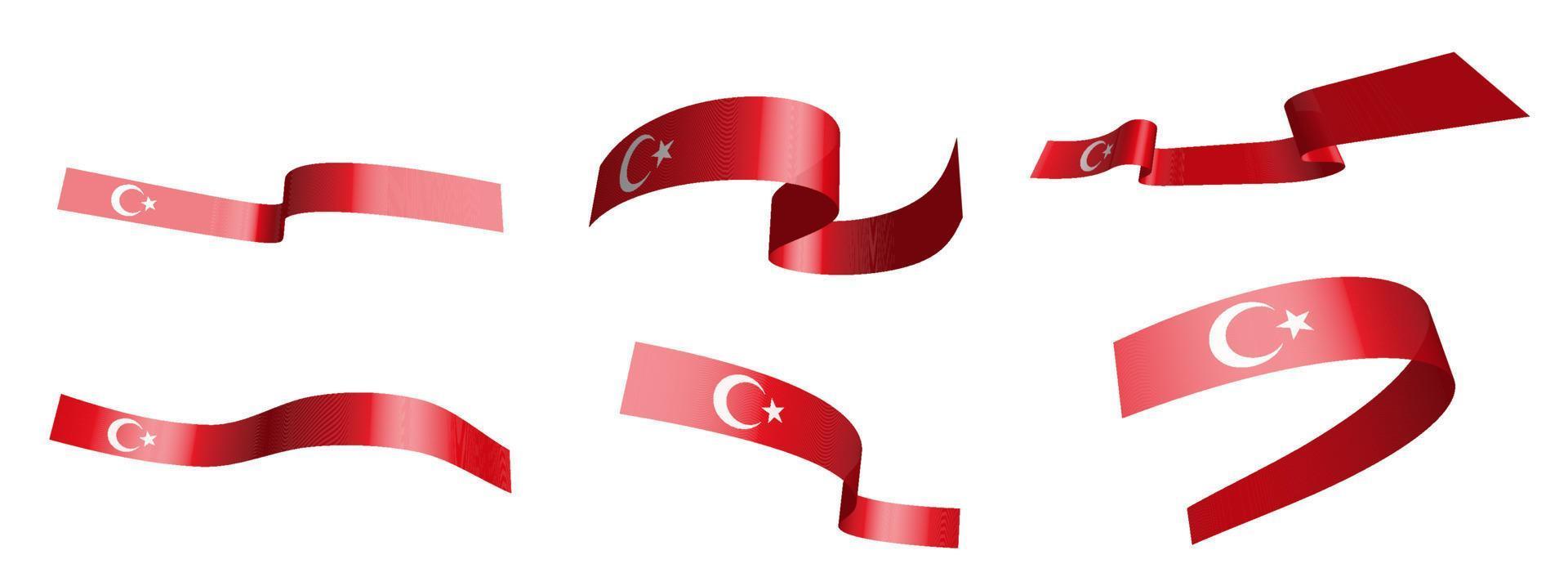 set di nastri per le vacanze. bandiera della Turchia che sventola nel vento. separazione negli strati inferiore e superiore. elemento di design. vettore su sfondo bianco