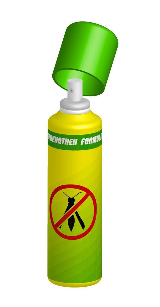 repellente per insetti con flacone spray 3d realistico. combattere pericolosi parassiti. vettore bianco nero isolato