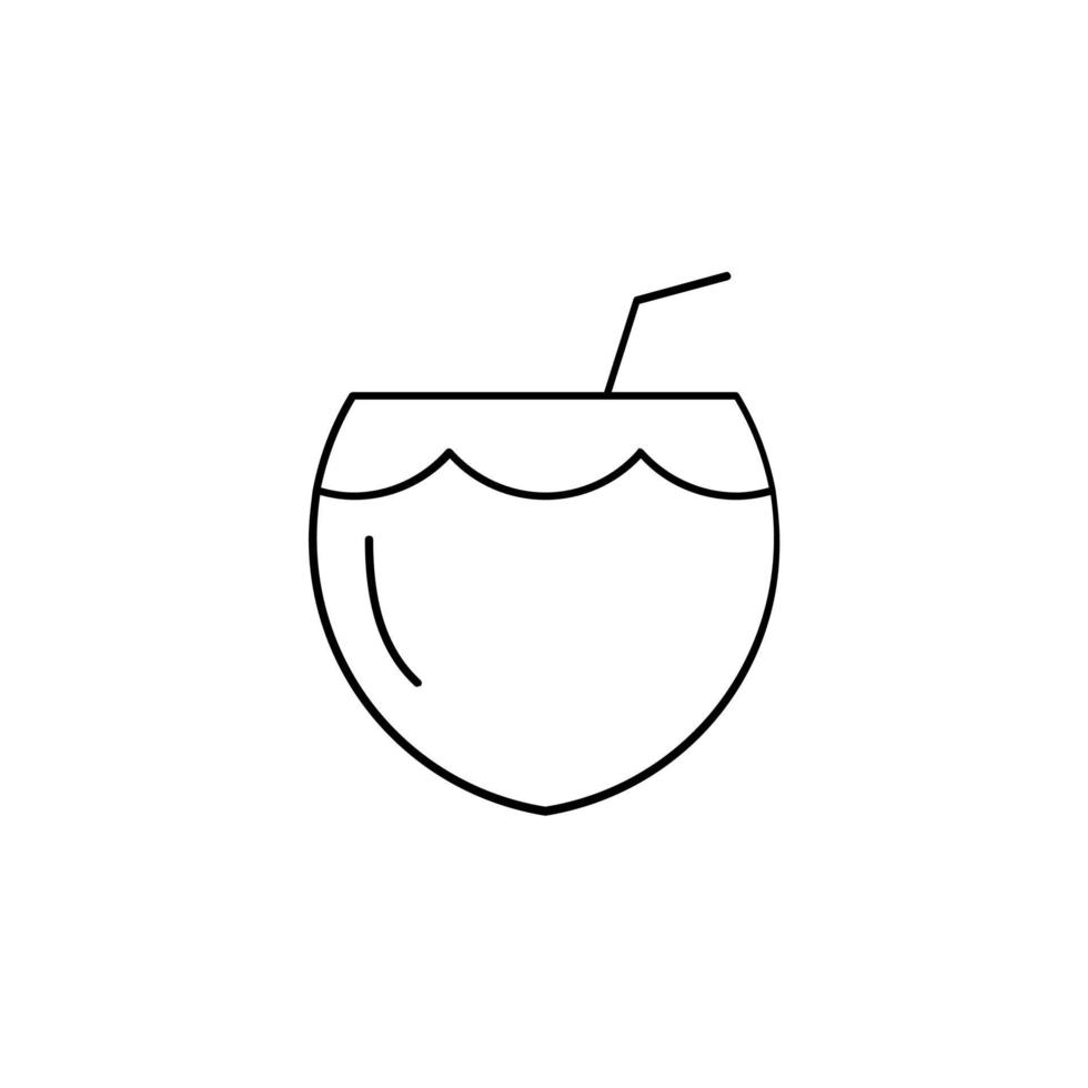 bevanda al cocco, succo di frutta icona linea sottile illustrazione vettoriale modello logo. adatto a molti scopi.