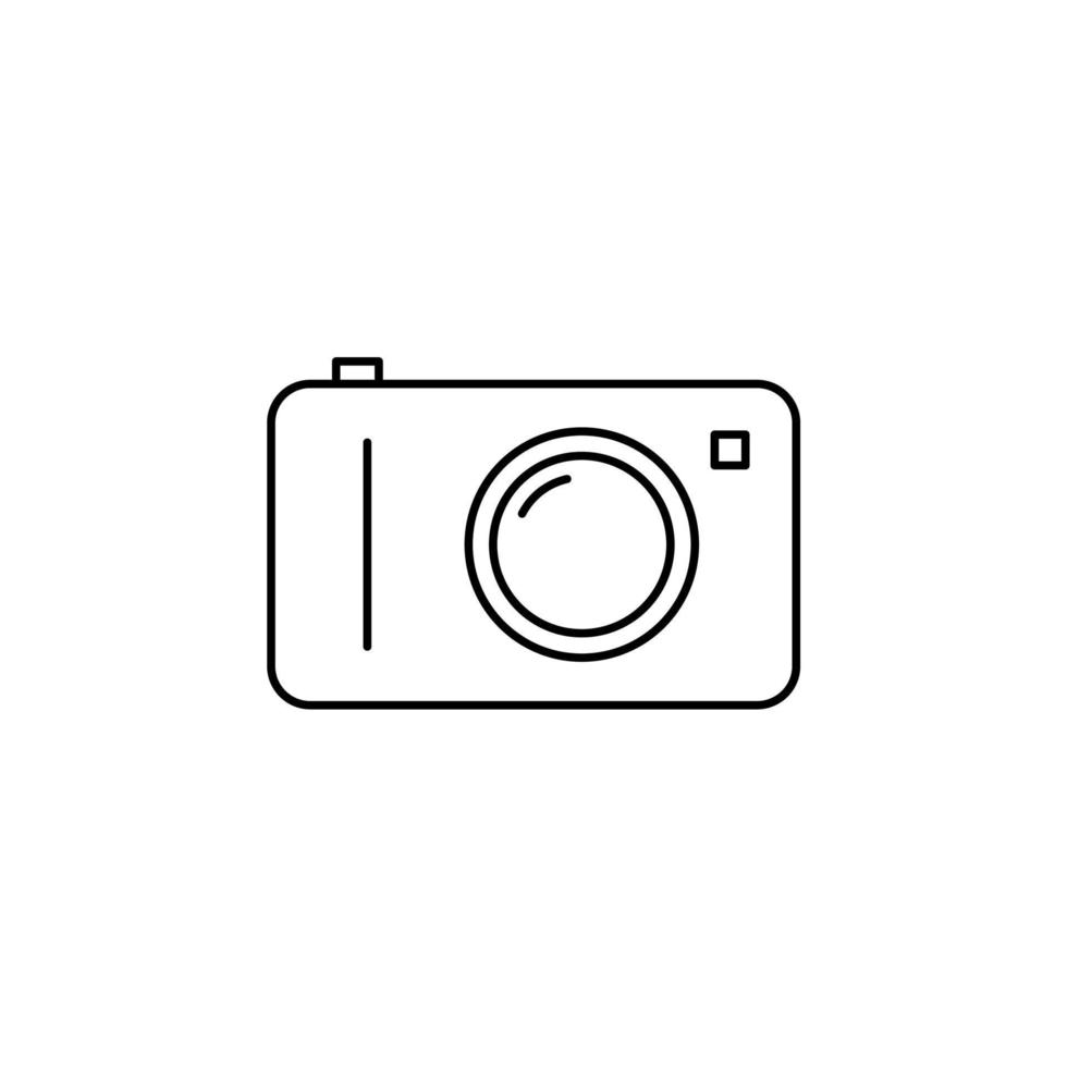 fotocamera, fotografia, digitale, foto icona linea sottile illustrazione vettoriale modello logo. adatto a molti scopi.