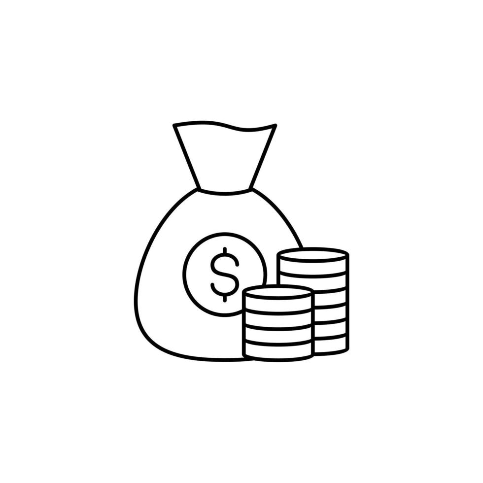 denaro, contanti, ricchezza, pagamento icona linea sottile illustrazione vettoriale modello logo. adatto a molti scopi.