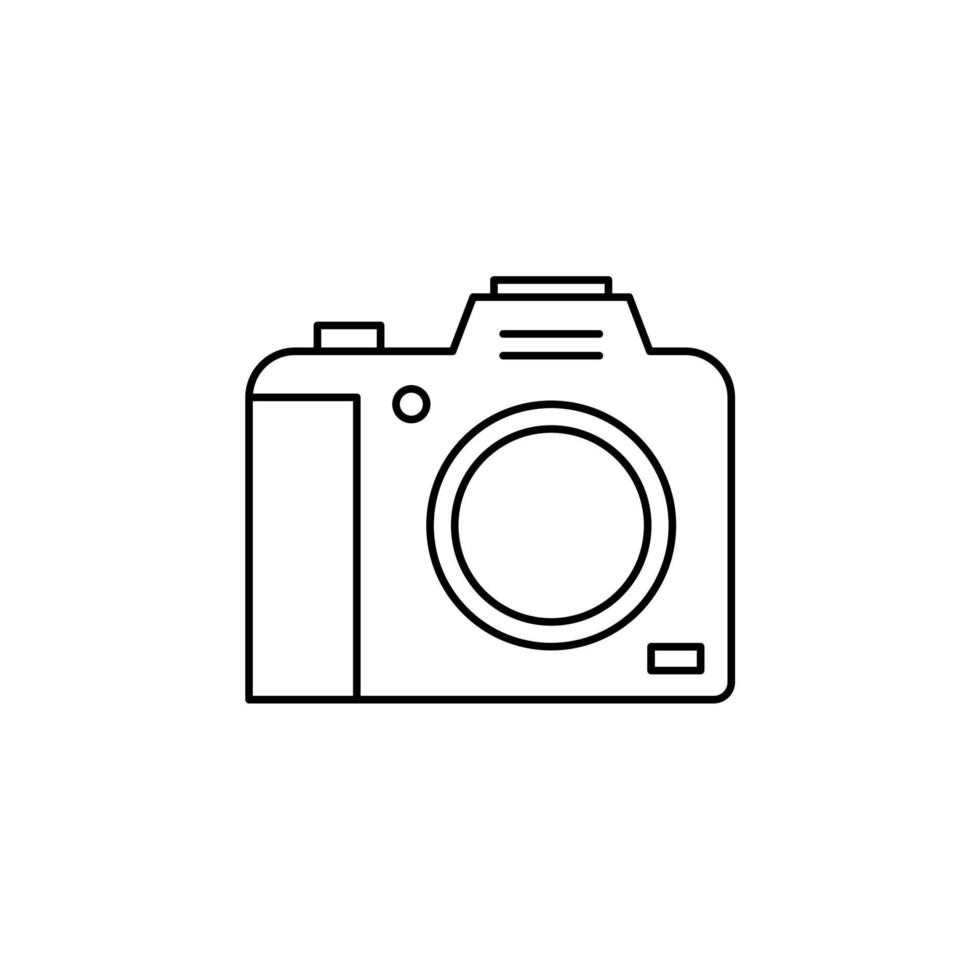 fotocamera, fotografia, digitale, foto icona linea sottile illustrazione vettoriale modello logo. adatto a molti scopi.
