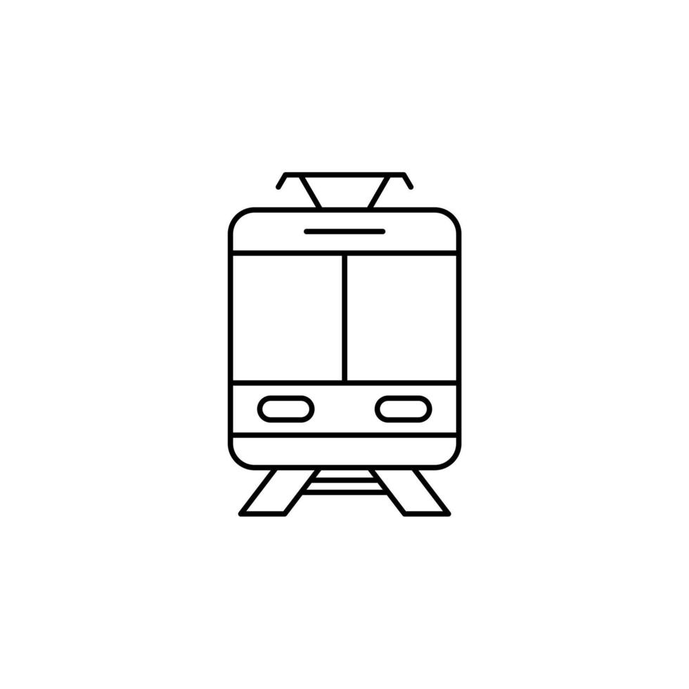 treno, locomotiva, trasporto icona linea sottile illustrazione vettoriale modello logo. adatto a molti scopi.