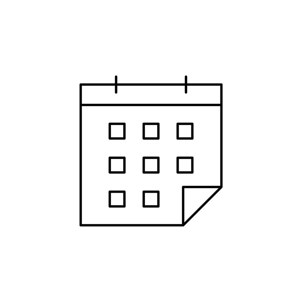 calendario, pianificazione, data icona linea sottile illustrazione vettoriale modello logo. adatto a molti scopi.