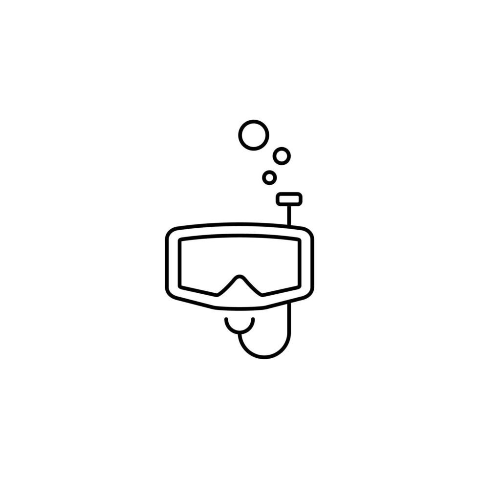 maschera subacquea, boccaglio, costume da bagno, snorkeling icona linea sottile illustrazione vettoriale modello logo. adatto a molti scopi.