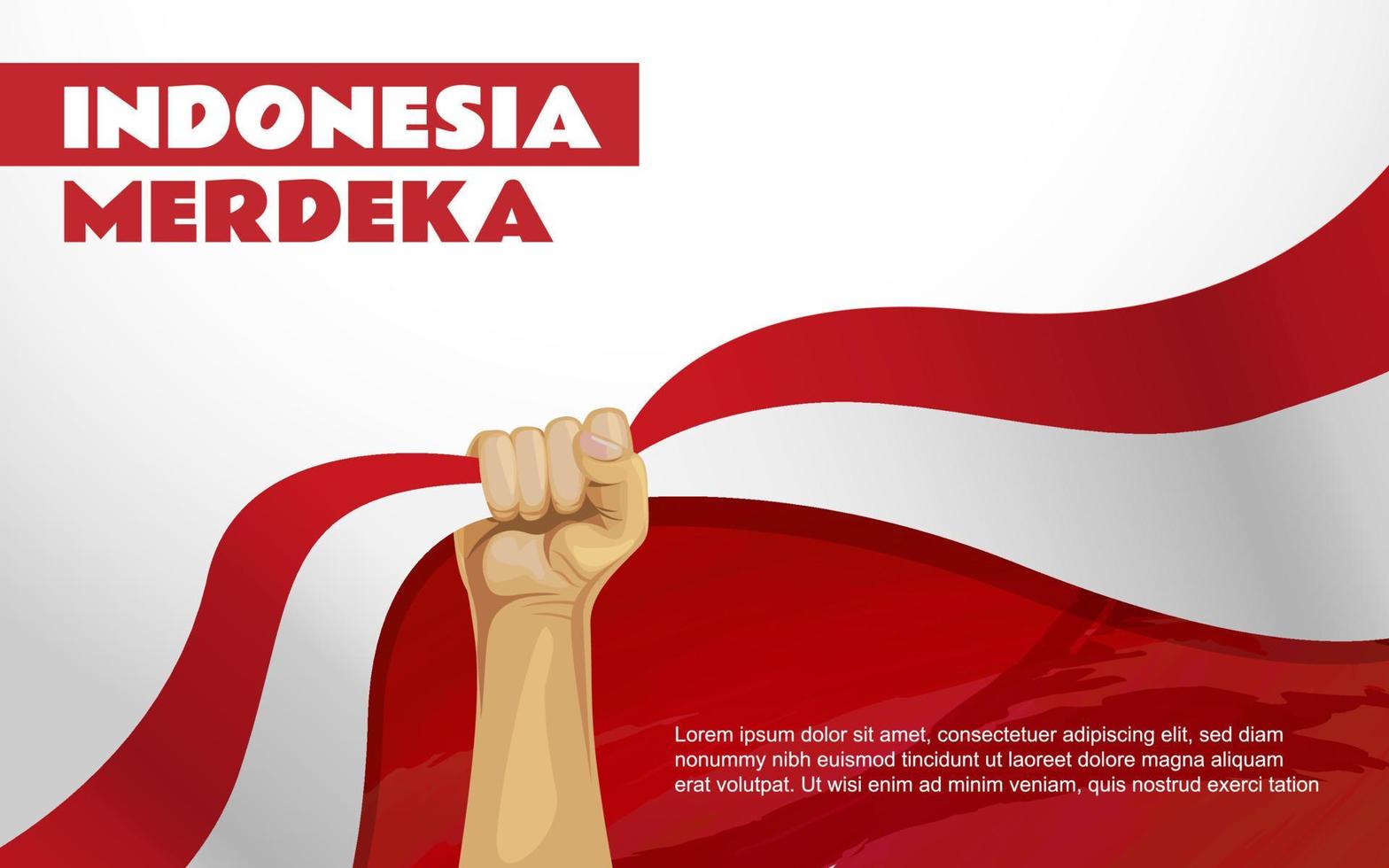 modello di banner per la festa dell'indipendenza indonesiana. indonesia merdeka vettore