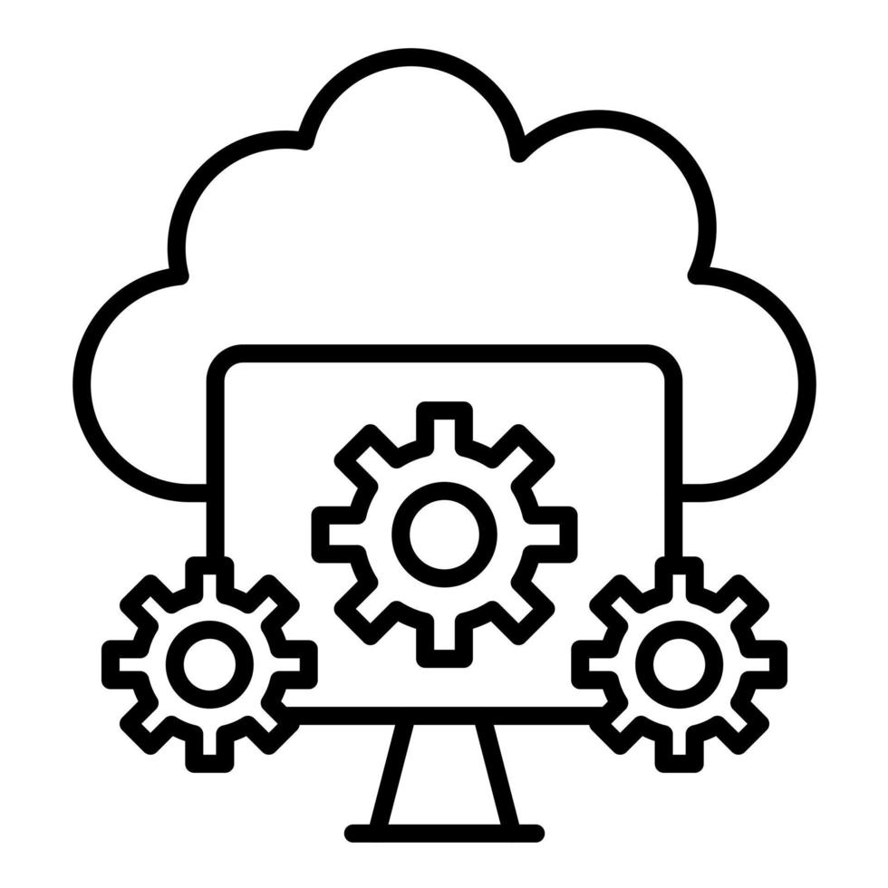 icona della linea di cloud computing vettore