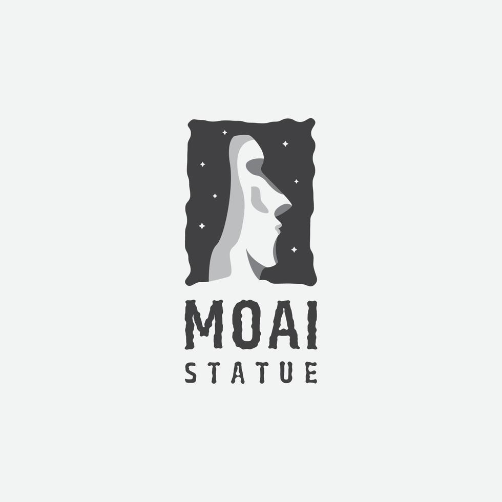 statua del monolito moai nel vettore piatto del modello di progettazione dell'icona del logo dell'isola di pasqua