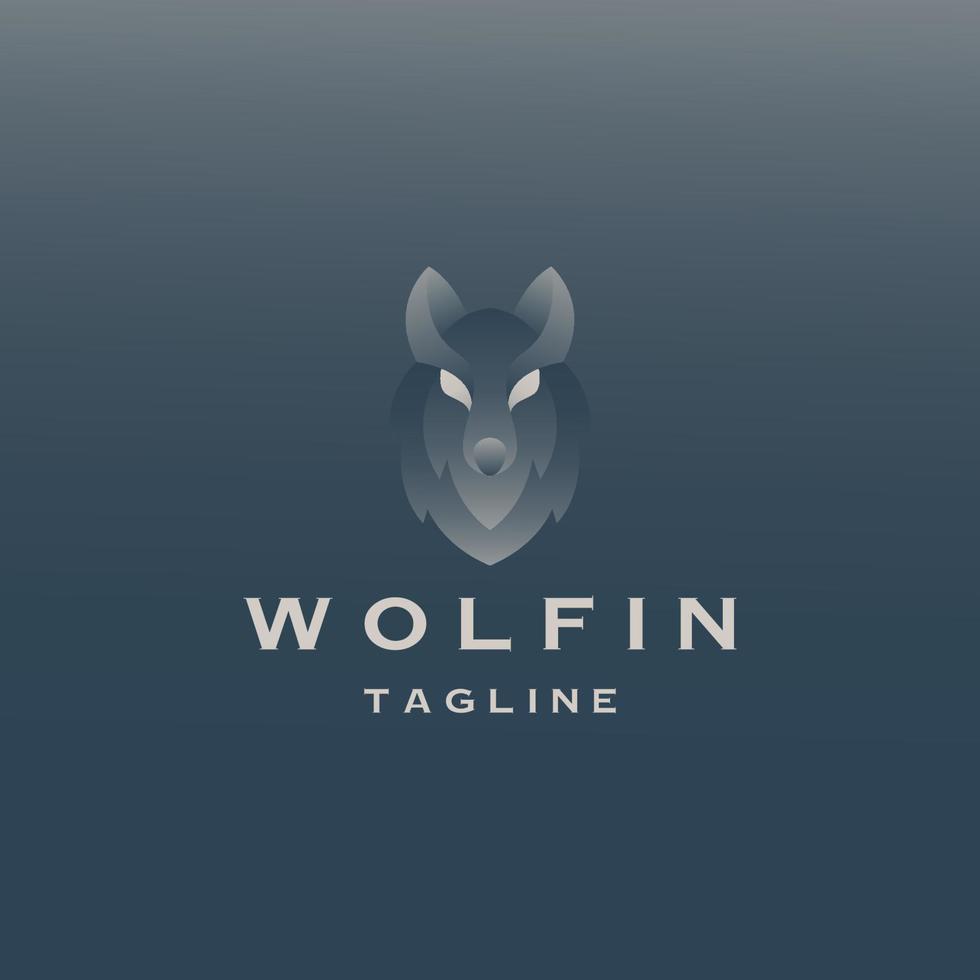vettore piatto del modello di progettazione dell'icona del logo animale della testa del lupo