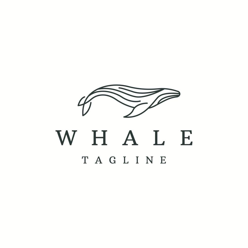 vettore piatto del modello di progettazione dell'icona del logo del pesce balena