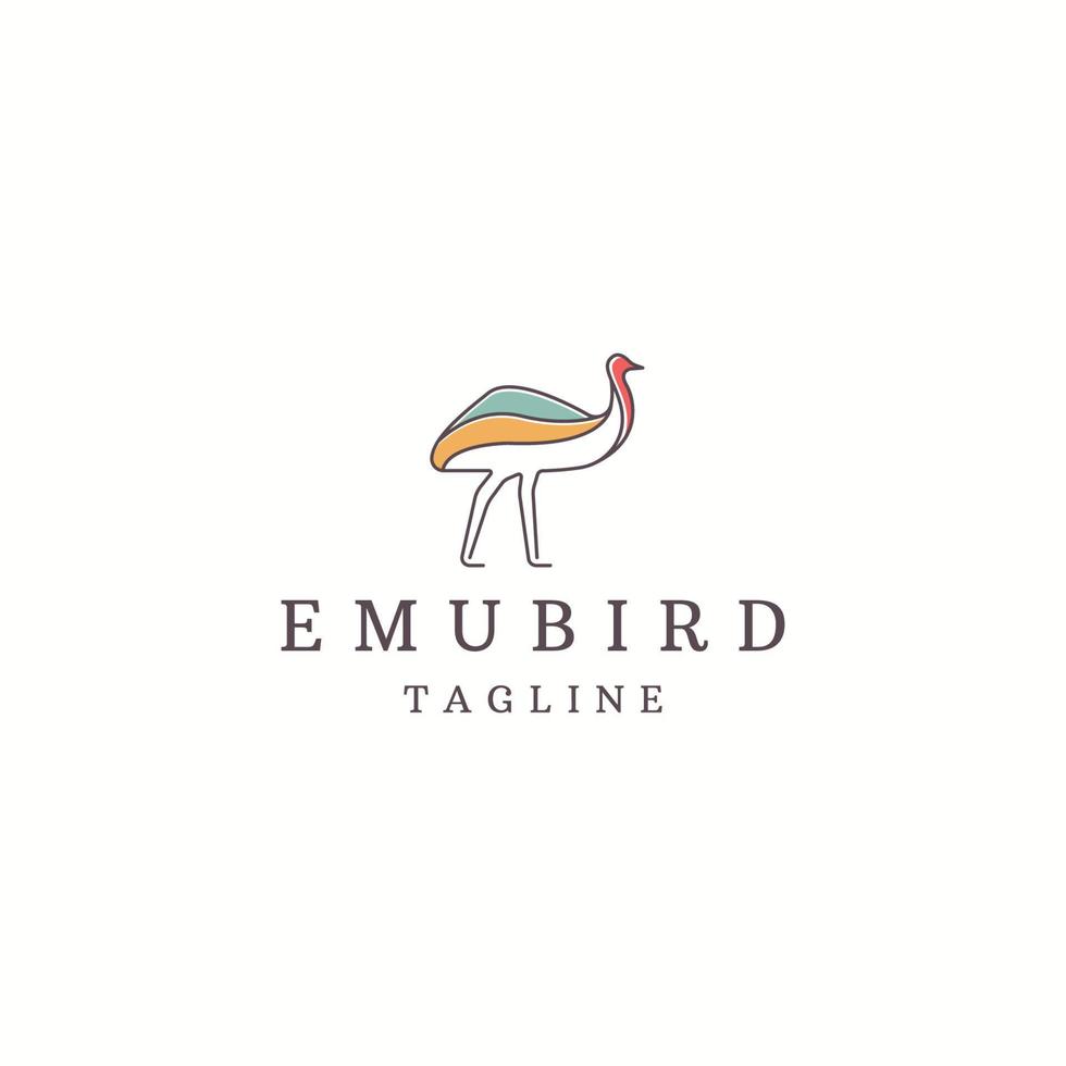 emu bird australia animale logo icona modello di progettazione vettore piatto