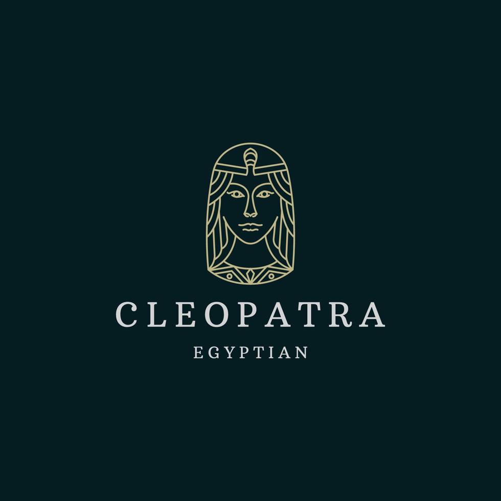 cleopatra regina d'egitto stile linea logo icona modello di disegno vettoriale piatto