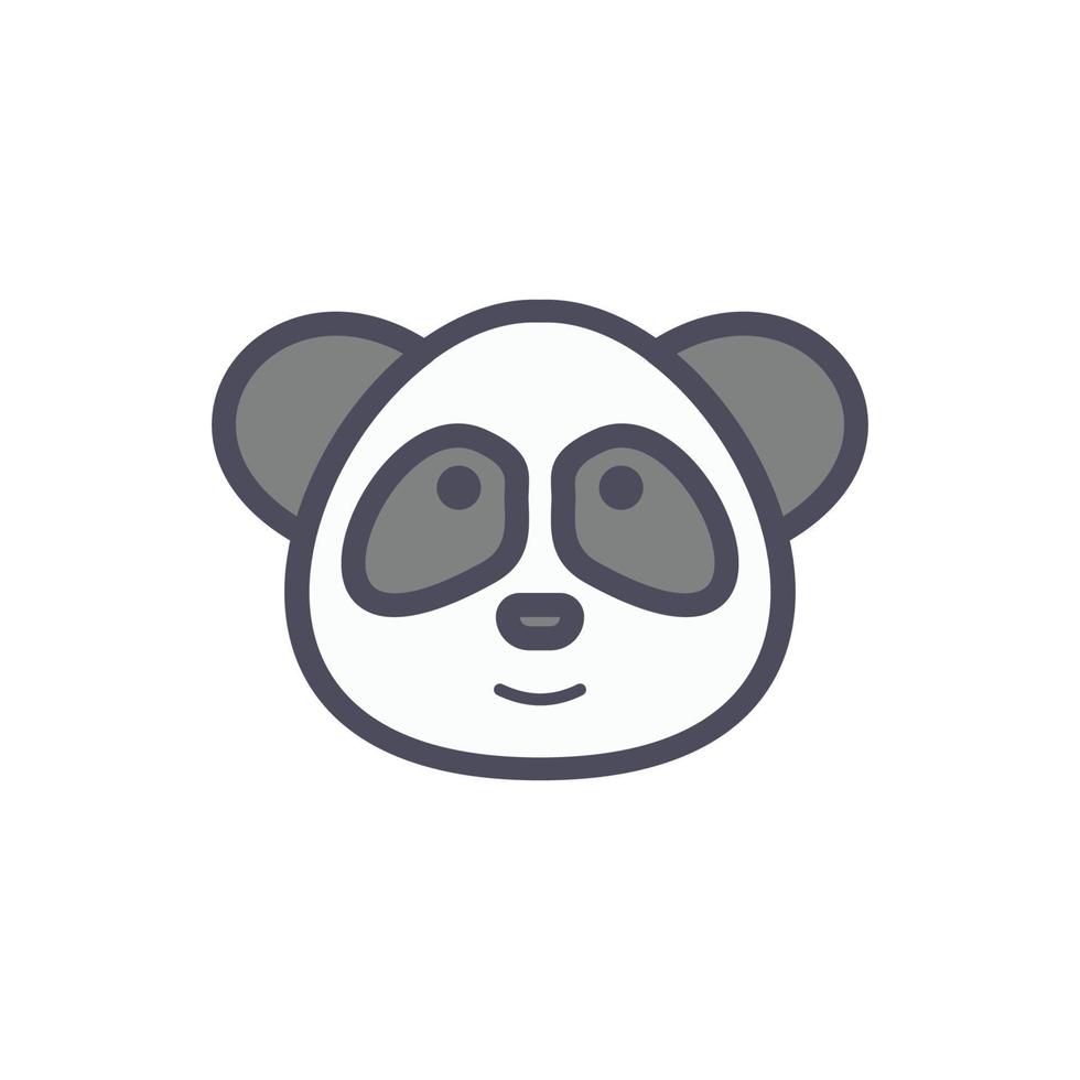 faccia di panda di carattere faccia animale carino con design piatto monoline minimalista illustrazione vettore