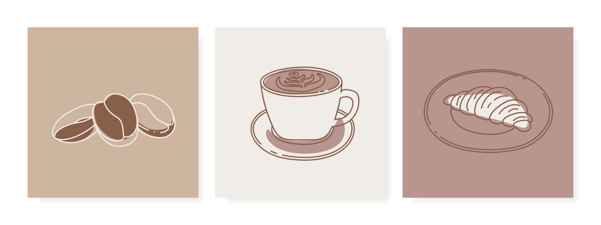 illustrazione della colazione di concetto. caffè e croissant. vettore