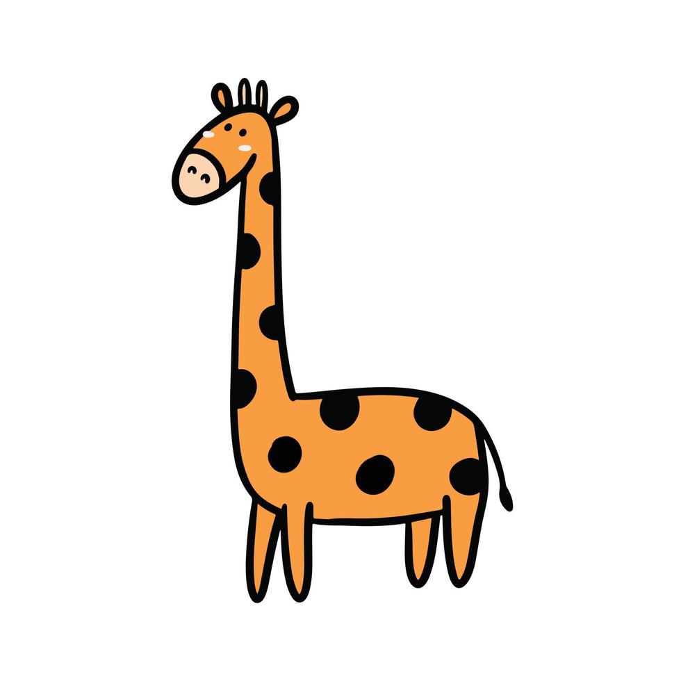 giraffa disegnata a mano. illustrazioni semplici e carine nel disegno vettoriale