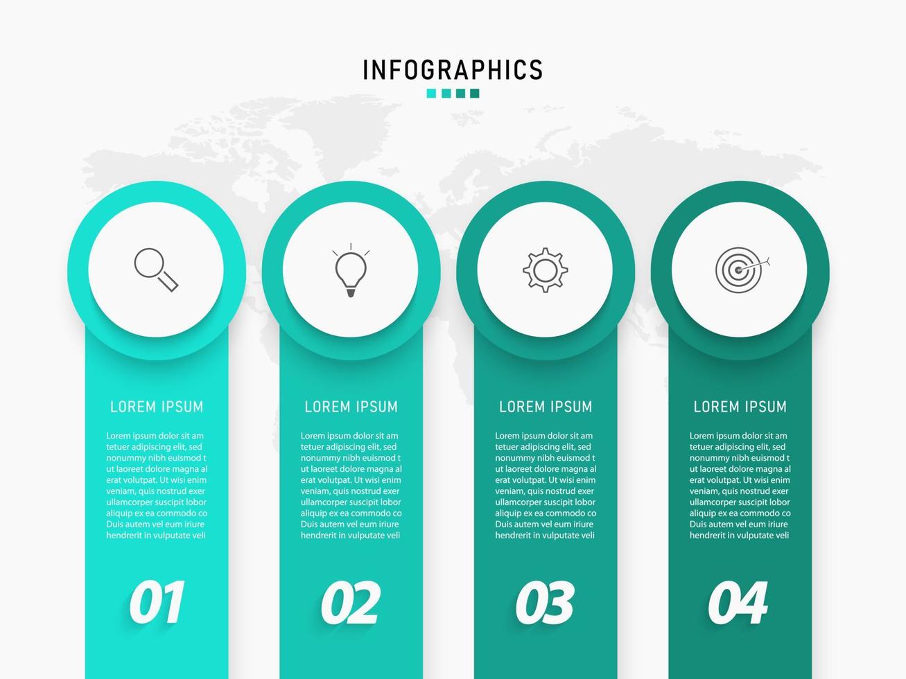 modello di progettazione di etichetta infografica vettoriale con icone e 4 opzioni o passaggi. può essere utilizzato per diagramma di processo, presentazioni, layout del flusso di lavoro, banner, diagramma di flusso, grafico informativo.