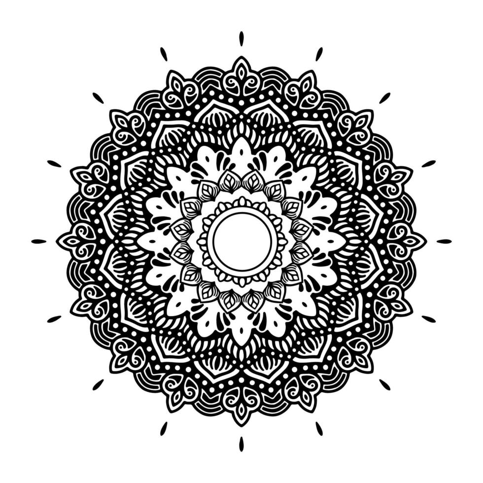 mandala nero per il design. disegno del modello circolare mandala per henné, mehndi, tatuaggio, decorazione. ornamento decorativo in stile etnico orientale. pagina del libro da colorare vettore