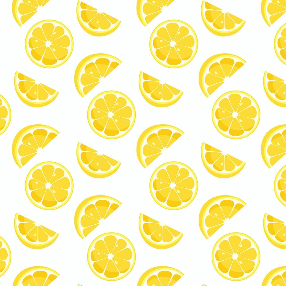 sfondo luminoso senza cuciture con limoni per tessuto, carta da parati, sfondo di frutta. sfondo colorato di fette di limone. illustrazione vettoriale. vettore
