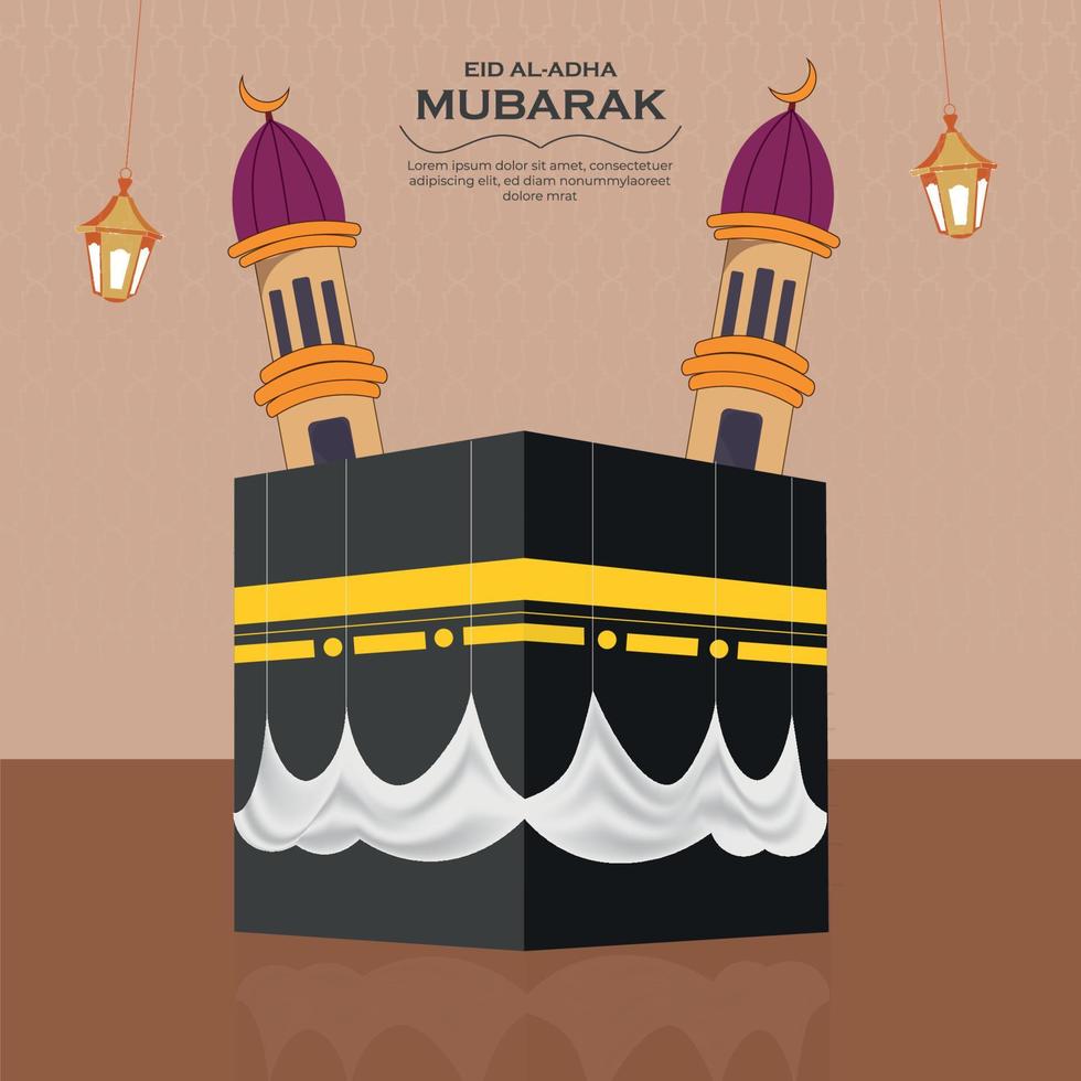 illustrazione del pellegrinaggio islamico hajj per hajj ed eid al adha vettore