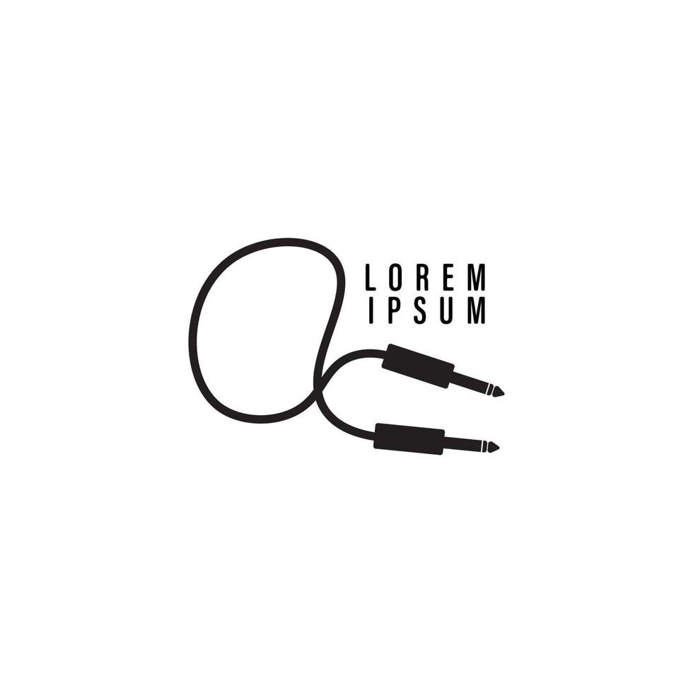 illustrazione del logo della presa del cavo come una lettera minuscola. modello di progettazione del logo dell'attrezzatura audio, sistema audio, strumento. bianco e nero vettore