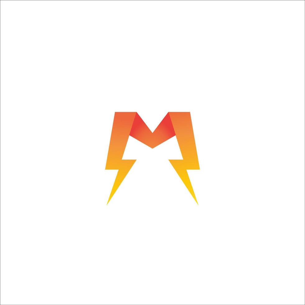 modello di progettazione del logo iniziale lettera m. concetto di logo alfabeto tuono. tema del colore della gradazione giallo arancione. isolato su sfondo bianco vettore