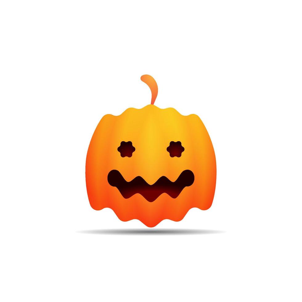 zucca di Halloween con faccina sorridente carina. illustrazione vettoriale isolato su sfondo bianco.