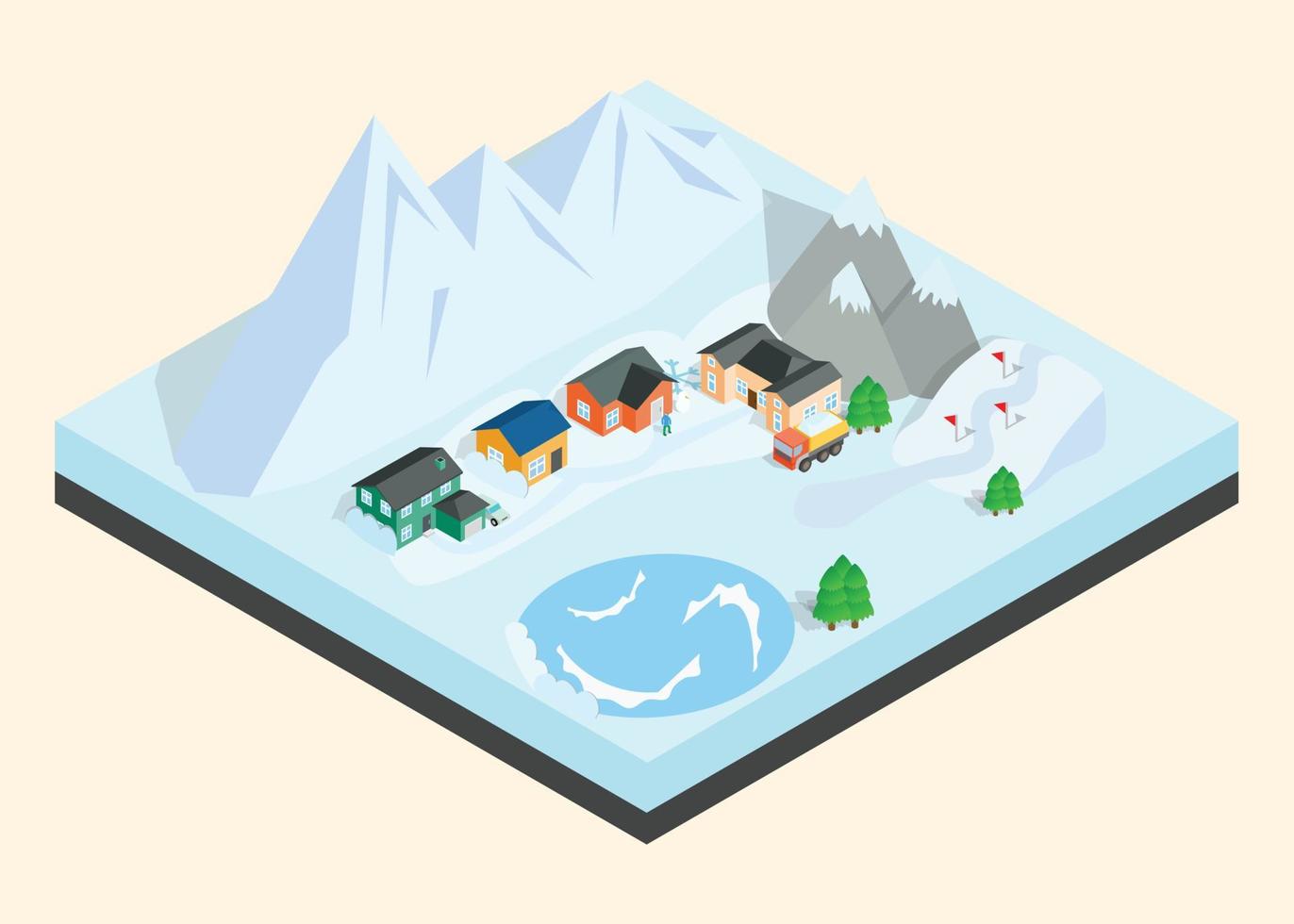 ClipArt città di montagna, stile isometrico vettore