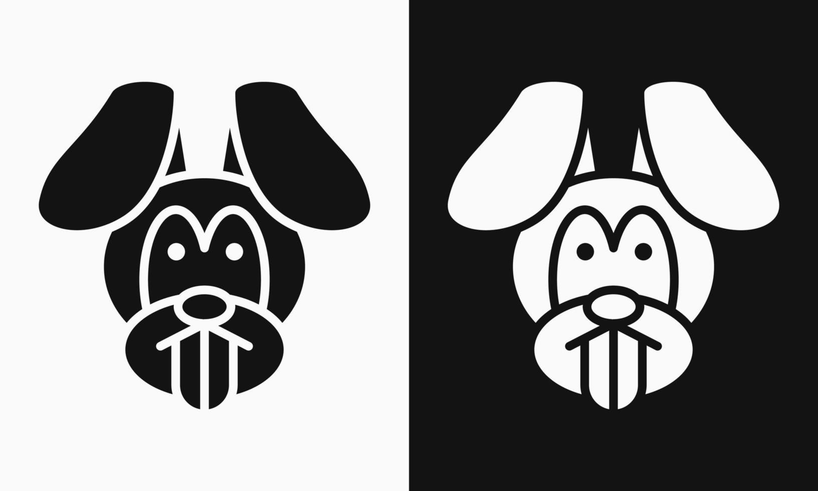 logo del concetto di testa di coniglio. bianco e nero. logotipo semplice, piatto, cartone animato, moderno e animale. adatto per logo, icona, mascotte, simbolo e segno vettore