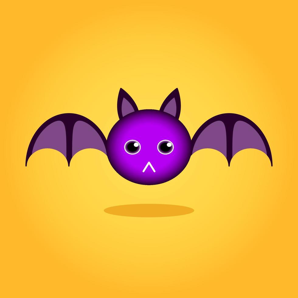 illustrazione di pipistrello viola carino. 3d, carattere e stile cartone animato. adatto per logo, icona, simbolo, mascotte e segno. come il design della maglietta o la mascotte di Halloween vettore