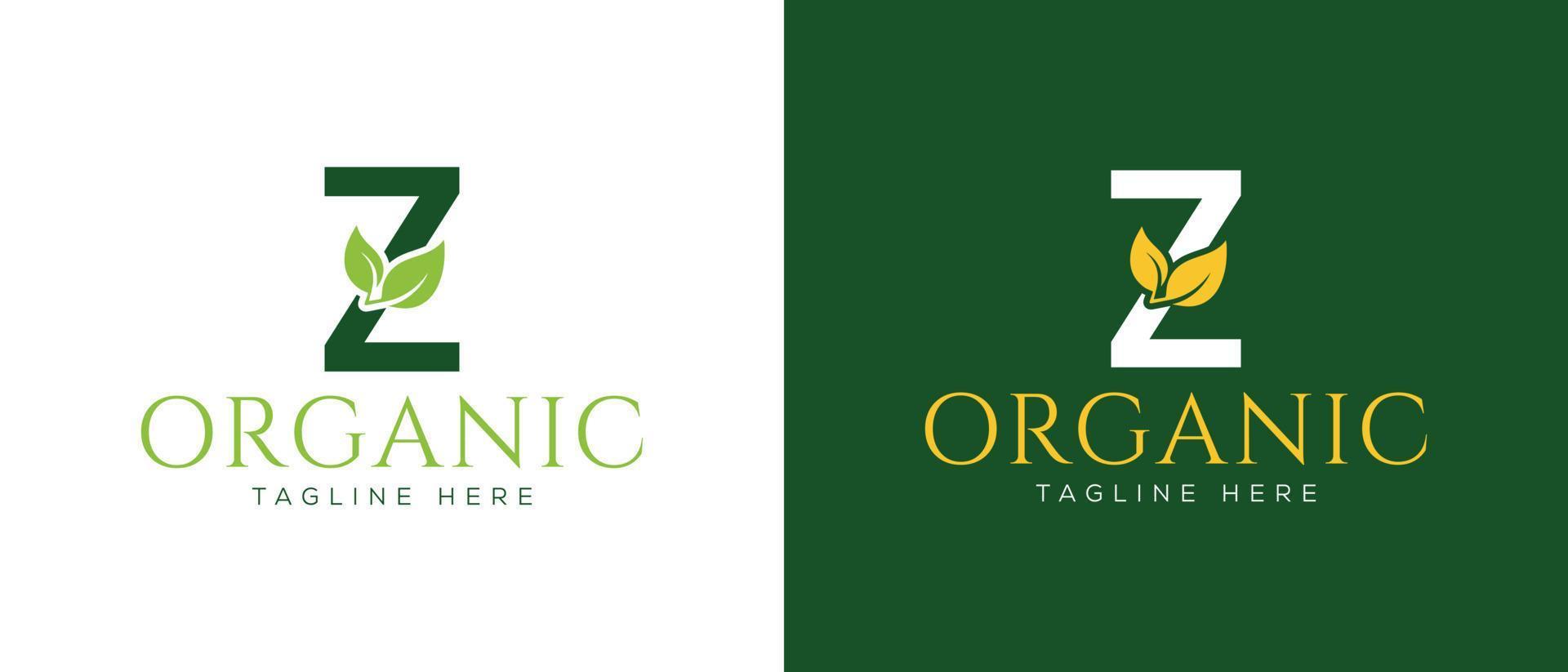 lettera iniziale con elemento di concetto vettoriale logo foglia, logo lettera con foglia organica