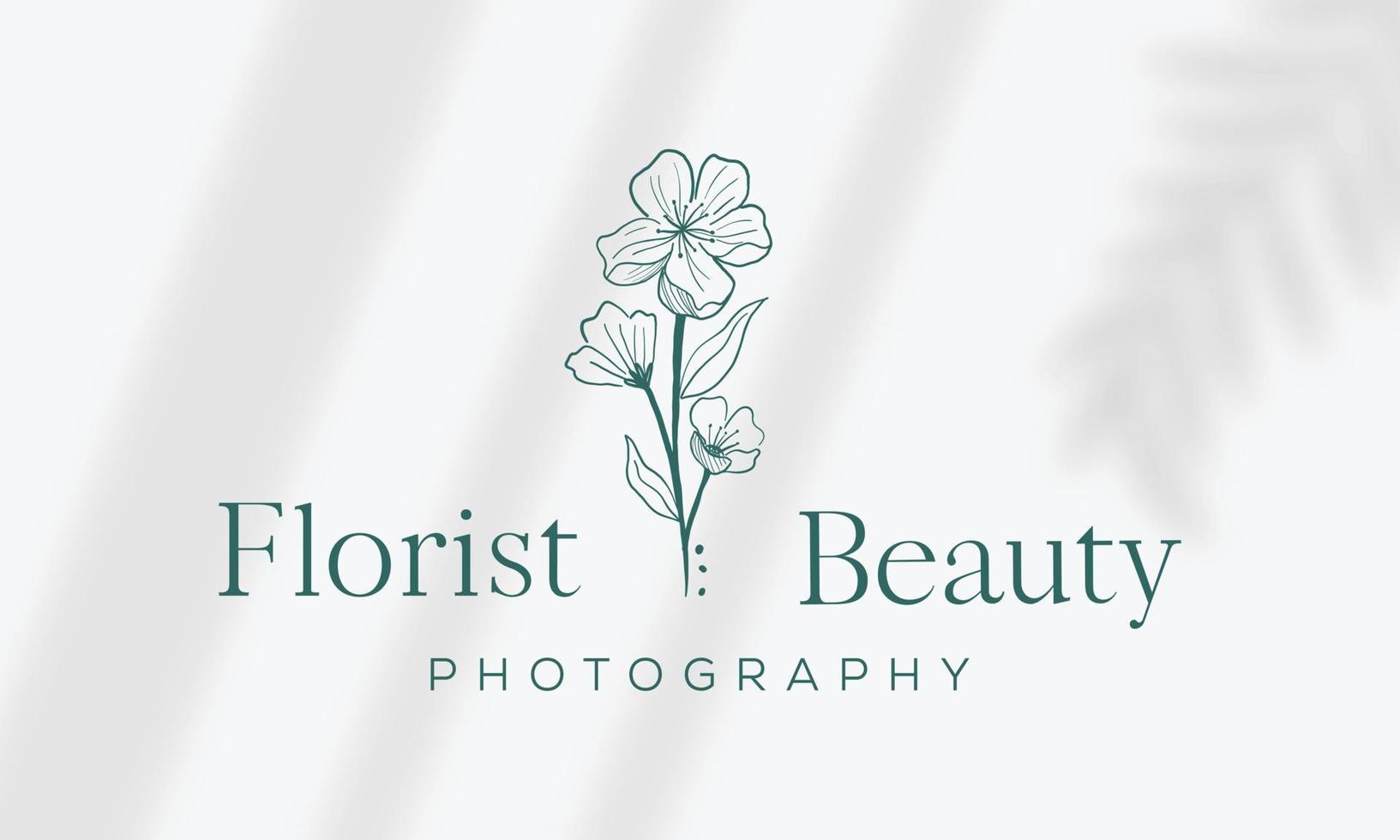 logo disegnato a mano di elemento floreale botanico con fiori selvatici e foglie. logo per spa e salone di bellezza, boutique, negozio biologico, matrimonio, designer floreale, interni, fotografia, cosmetici. vettore