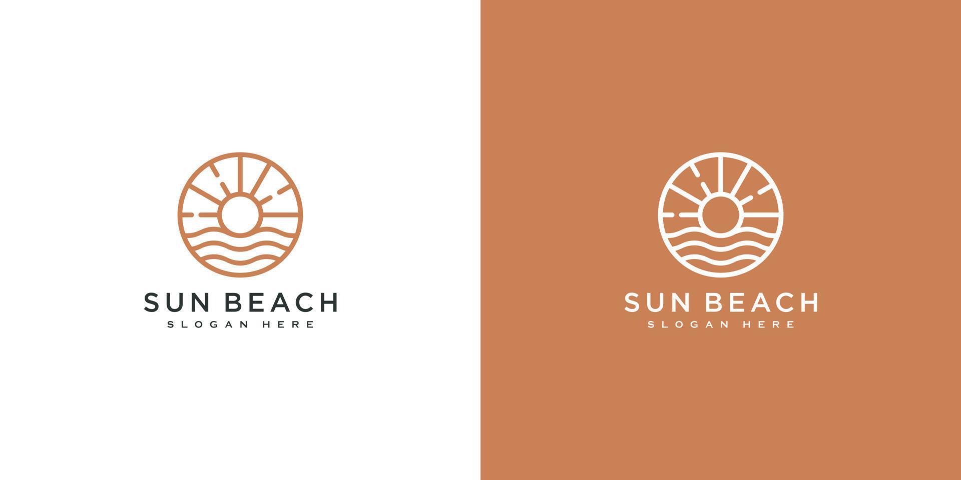 vettore di design del logo della spiaggia del sole