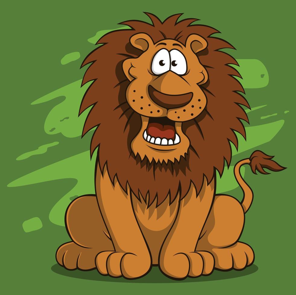 leone divertente con il vettore dell'illustrazione dello sfondo