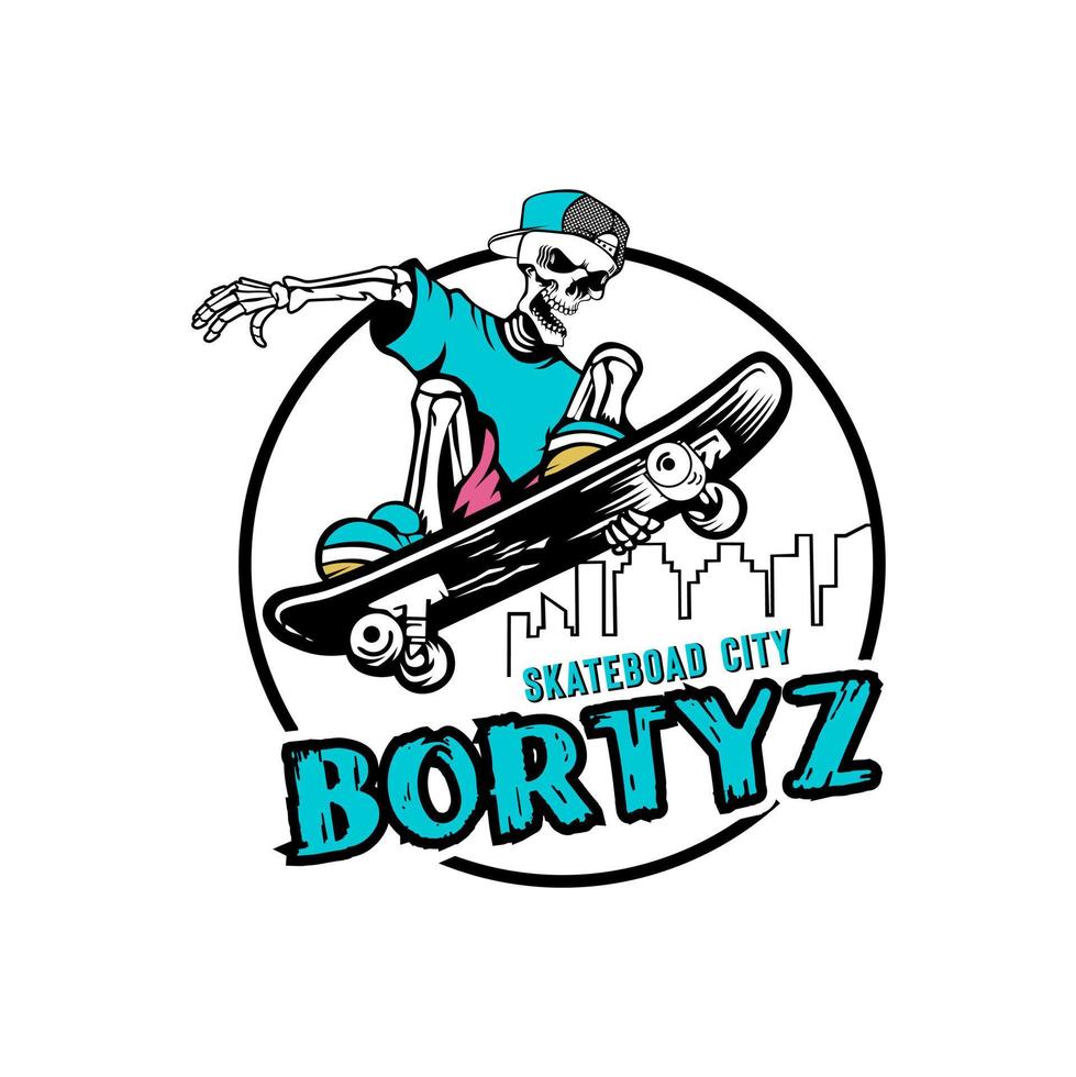 vettore di illustrazione della città di bortyz skateboad