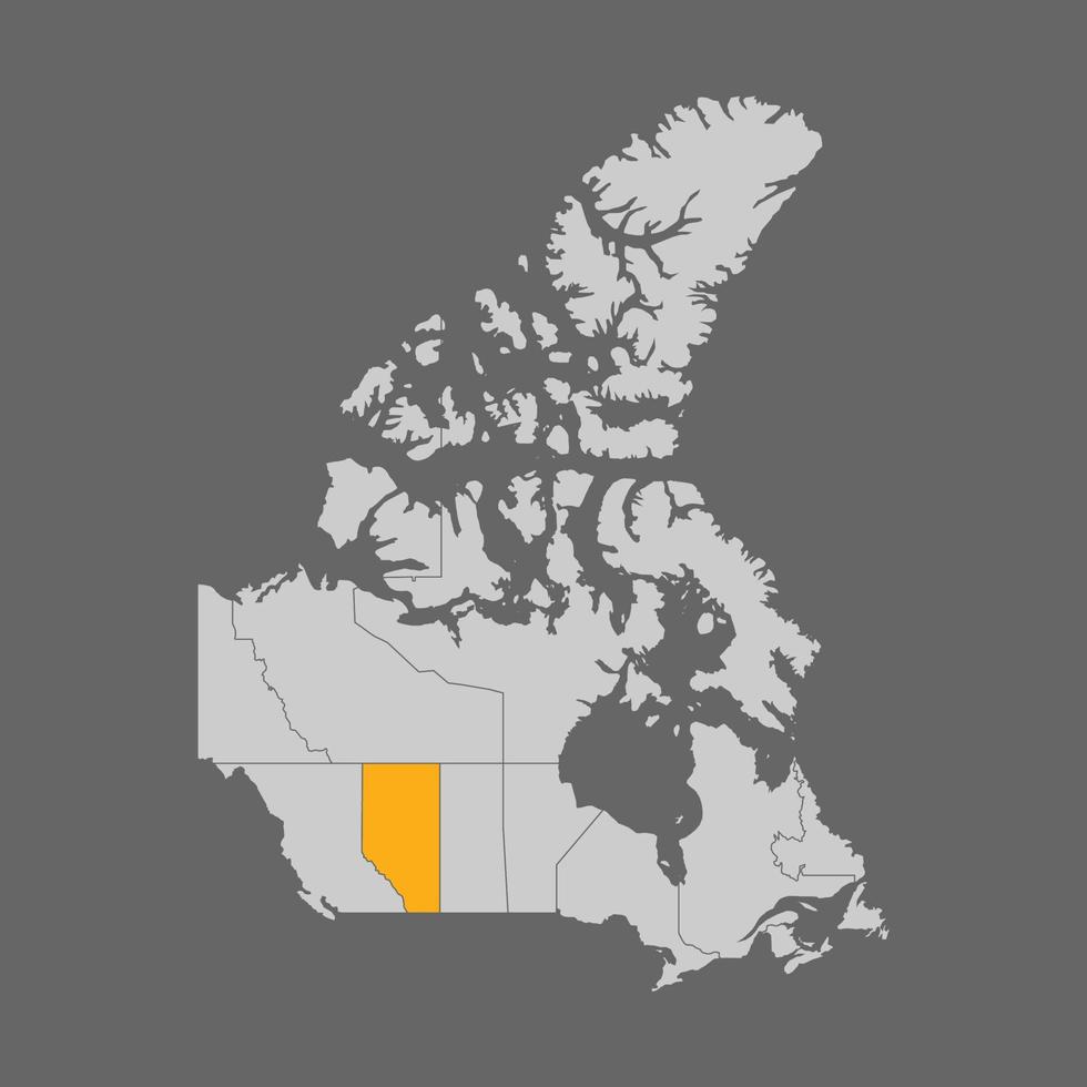 provincia di alberta evidenziata sulla mappa del canada vettore