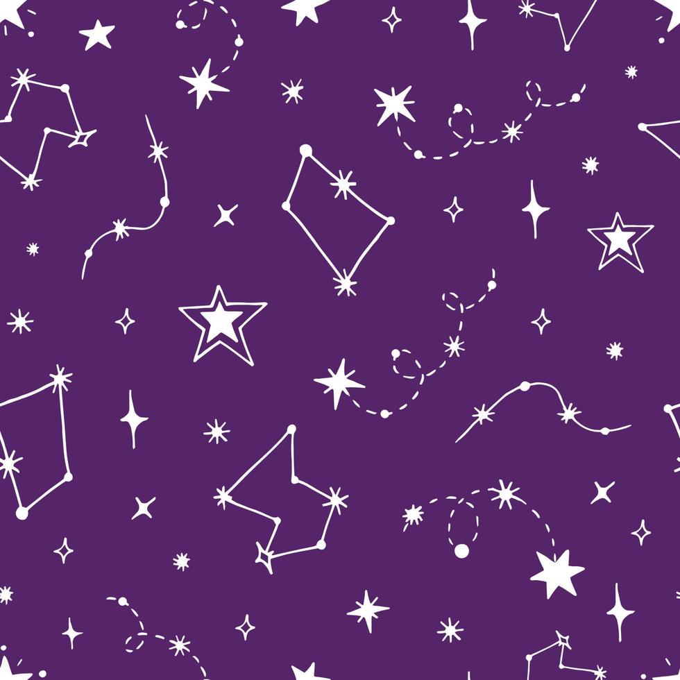 doodle senza cuciture del cielo stellato notturno vettore