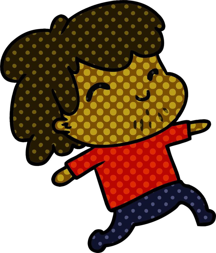 cartone animato kawaii ragazzo con stoppia vettore
