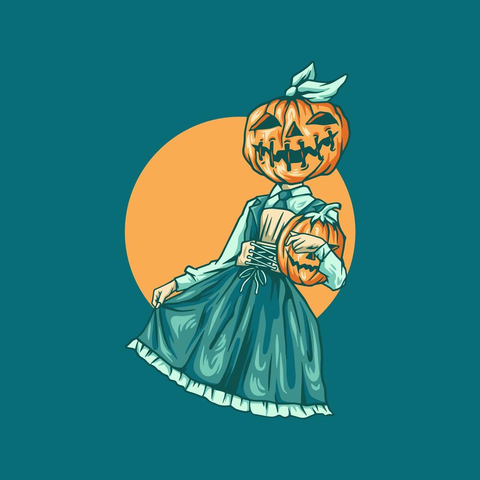 illustrazione del costume della ragazza di halloween vettore