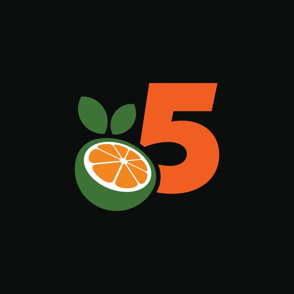 numero 5 logo arancione vettore