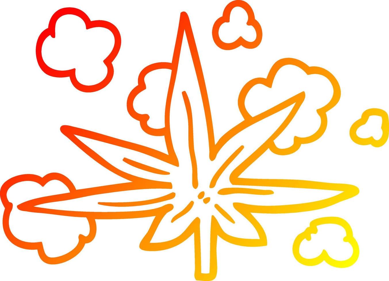 foglia di marijuana del fumetto di disegno a linea a gradiente caldo vettore