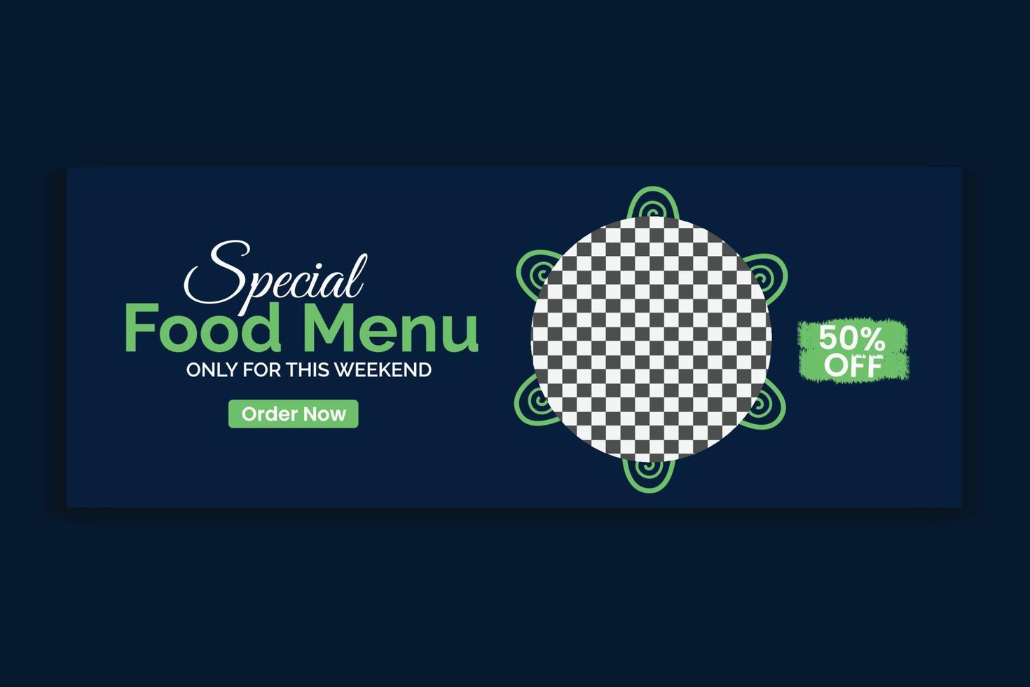 modello di copertina per social media di cibo, design di banner web di cibo per ristoranti, modello di social media. vettore libero