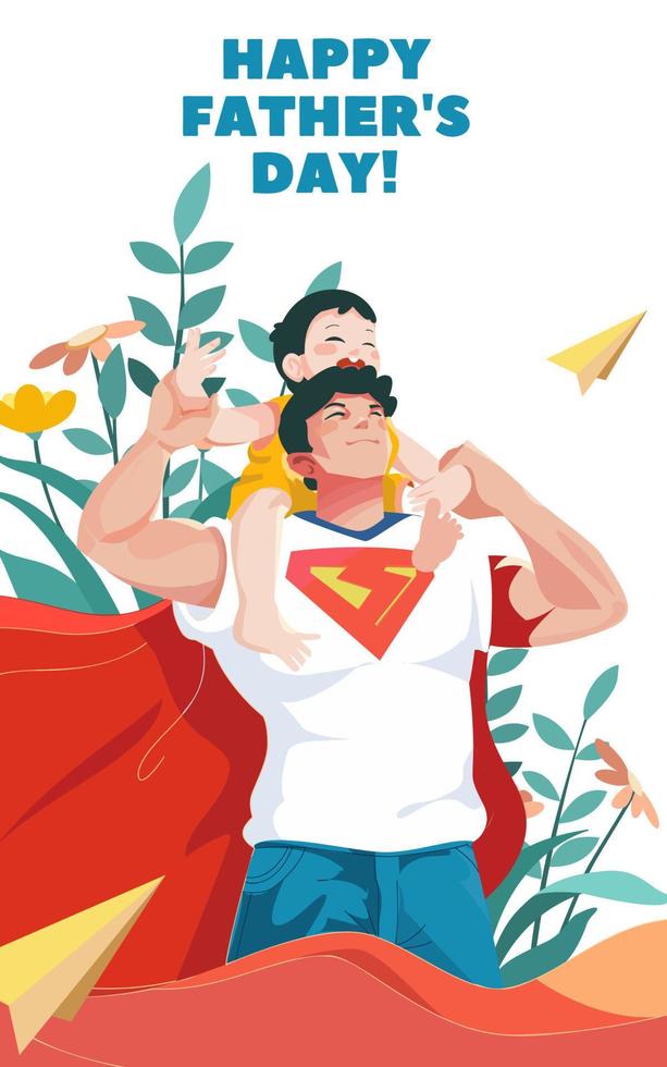 illustrazione del supereroe della festa del papà vettore