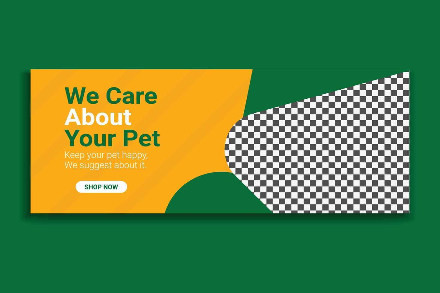 modello di copertina per social media per animali domestici, design di banner web, modello di social media, vettore gratuito