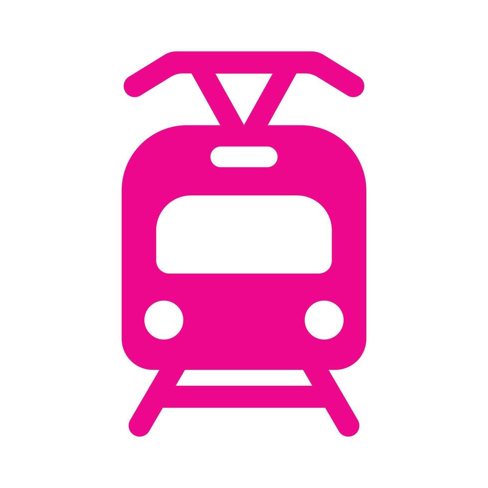 eps10 icona o logo del tram rosa vettoriale in semplice stile moderno e piatto alla moda isolato su priorità bassa bianca