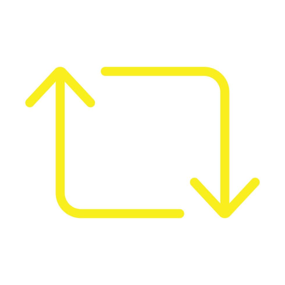 eps10 vettore giallo retweet frecce icona o logo in semplice stile piatto e moderno alla moda isolato su sfondo bianco