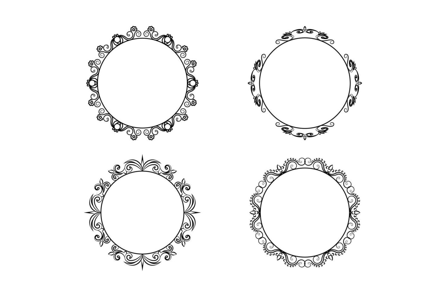 set di cornici circolari per disegno a mano floreale, set di cornici floreali, vettore libero