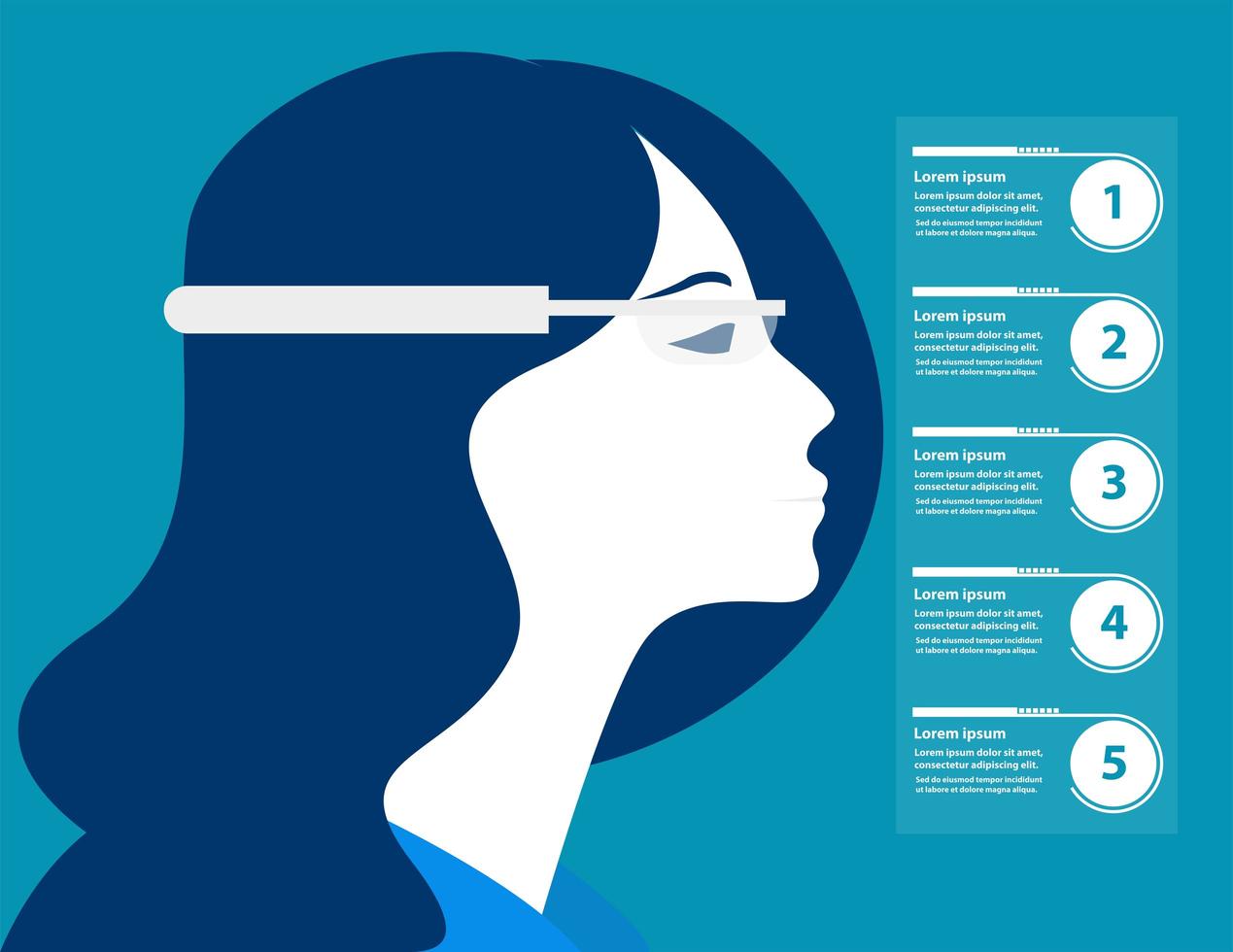 imprenditrice con occhiali futuristici infografica vettore